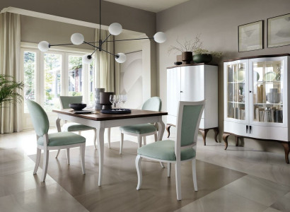 Dining room Suite Set Classic Table 4x Chairs Display case Chest of drawers 7pcs